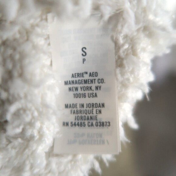 Aerie Soft Hooded White Sweater Heart Detail Teddy Fleece Oversized Women's Smal - Picture 11 of 13